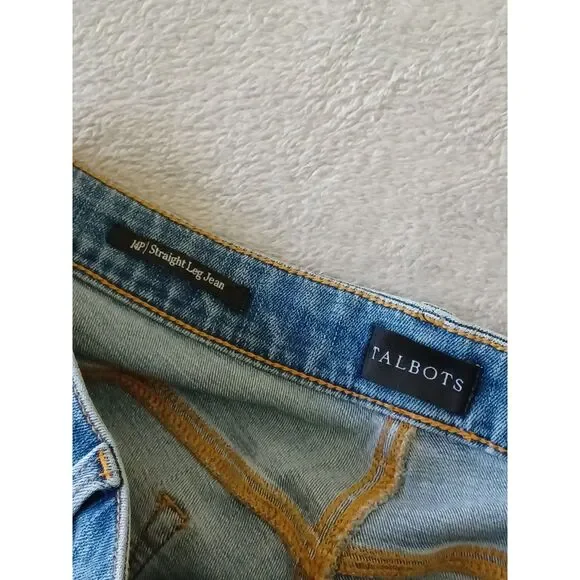 Talbots Straight Leg Jeans High Waist Medium Blue Wash Size 14 Petite Women's - Picture 4 of 11